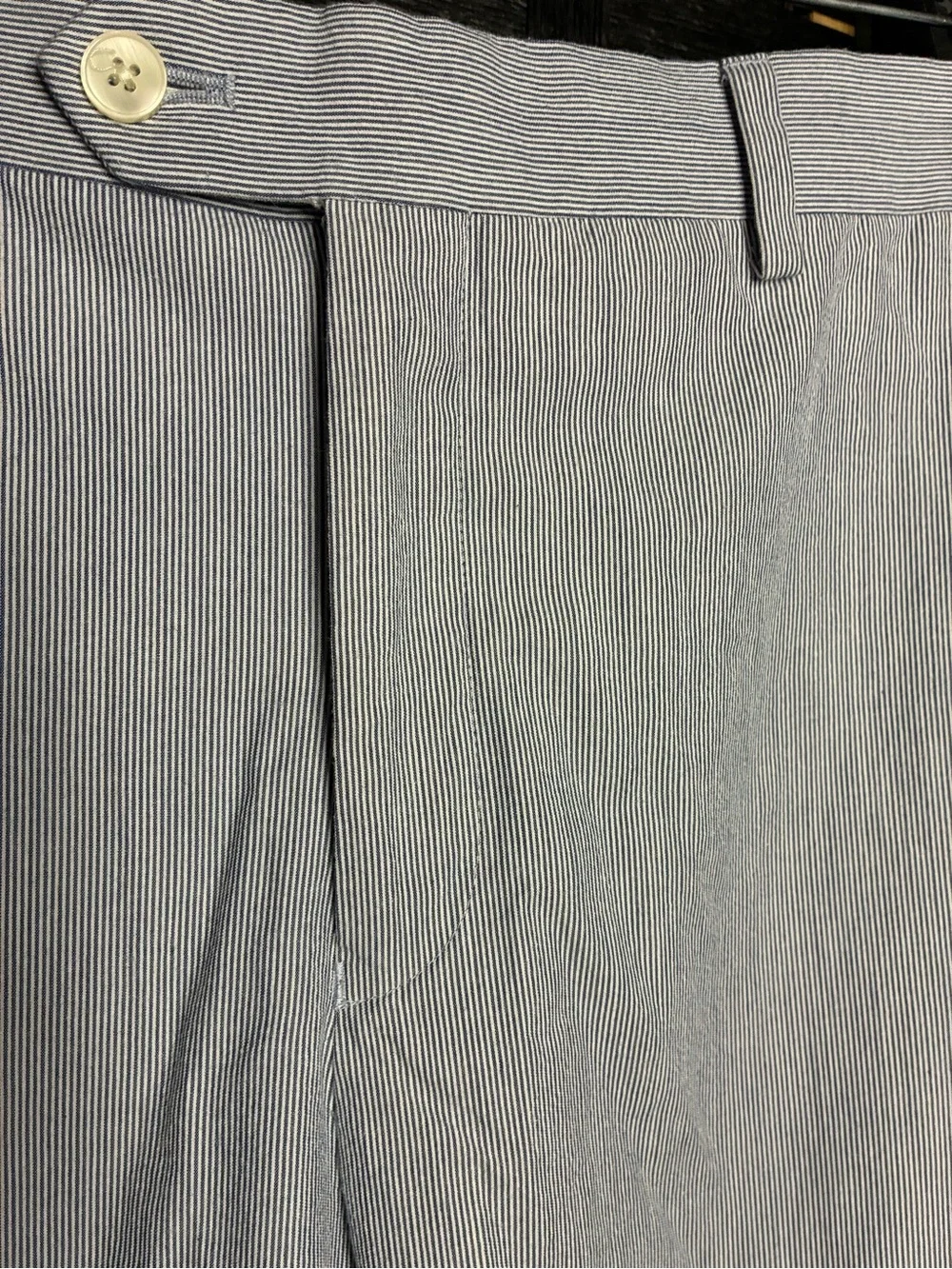 Michael Kors Blue and White Pinstriped Men's Chinos - Classic Straight Fit
